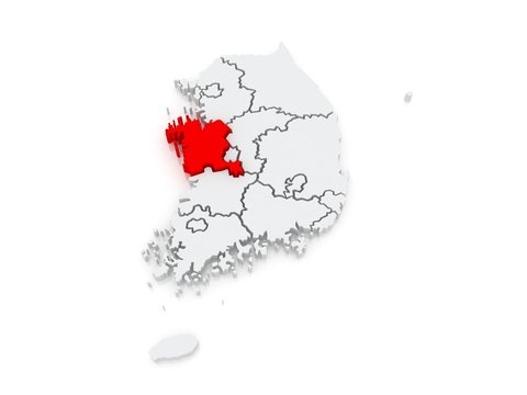 Map of Chungcheong. South Korea.