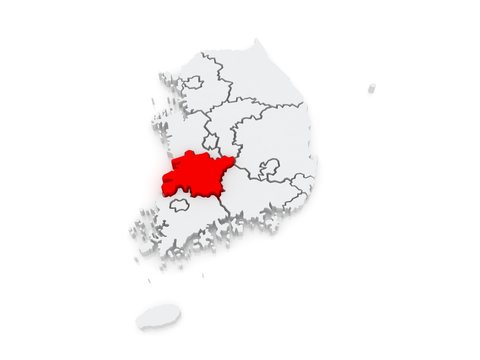 Map of Jeolla. South Korea.