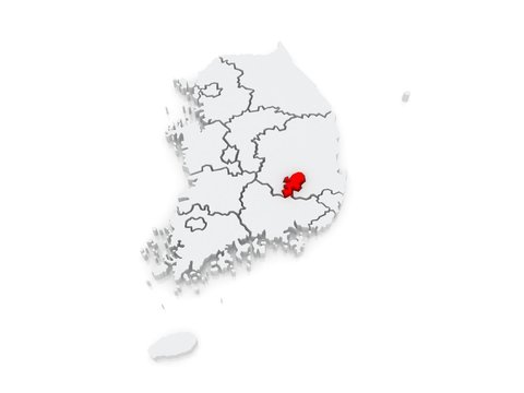 Map of Daegu. South Korea.