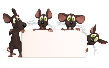 cartoon mice with a blank board