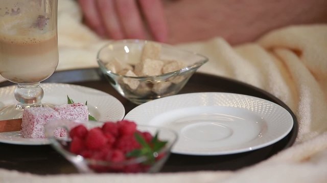 Layered rhubarb and quark dessert
