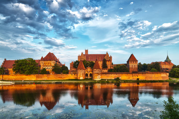 HDR image of medieval castle in Malbork with reflection