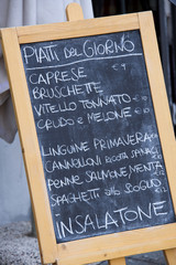 Italian restaurant menu