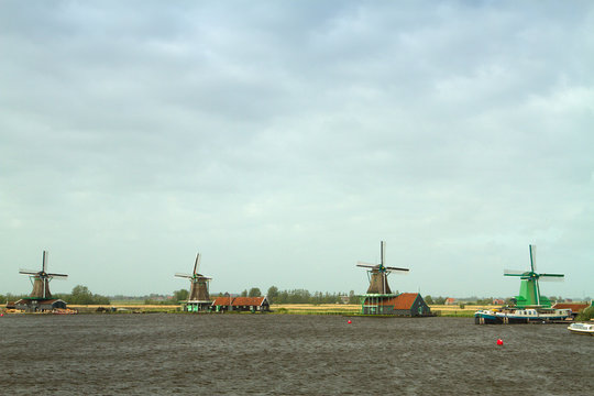 Traditional dutch windmills