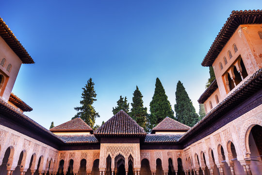 Alhambra Moorish Courtyard Lions Granada Andalusia Spain