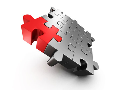 red different individual jigsaw puzzle