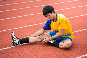 Asian athlete on the track