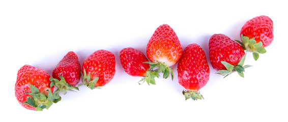 Fototapeta na wymiar Ripe sweet strawberries isolated on white