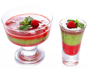 Glasses of tasty smoothies and milk shake, isolated on white