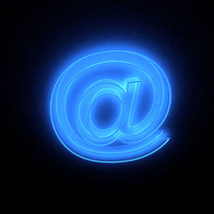 3D abstract E-mail symbol in the neon light