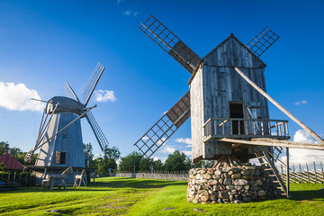 wooden windmill in Angla, Saaremaa island, Estonia - obrazy, fototapety, plakaty