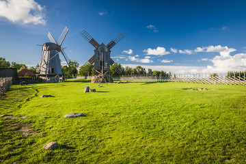 Naklejka premium wooden windmill in Angla, Saaremaa island, Estonia