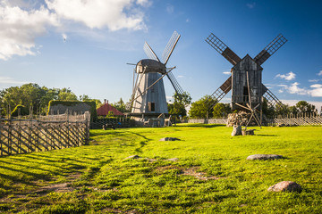 Naklejka premium wooden windmill in Angla, Saaremaa island, Estonia