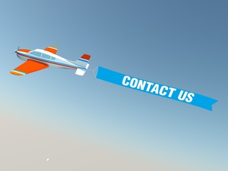 Plane with contact us banner