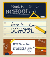 Back to school. Vector set of horizontal banners.