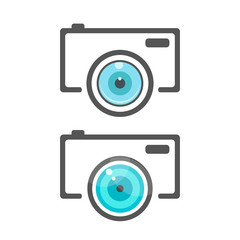 two camera icons with flat lense