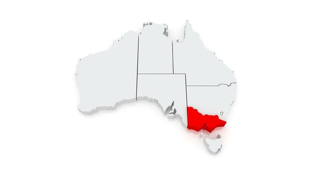 Map of Australia. 3d