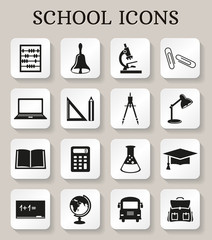 School and education icons. Vector set.