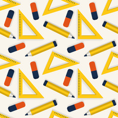 Seamless background with stationery. Vector pattern.