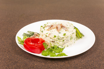 coleslaw and herring