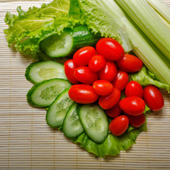 Lettuce, cucumber, tomato and celery