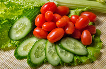 Lettuce, cucumber, tomato and celery