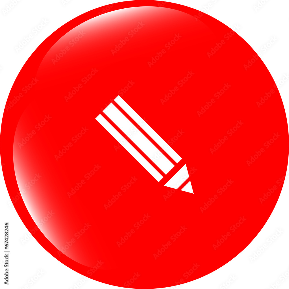 Aufkleber pencil on web icon, web button isolated on white background