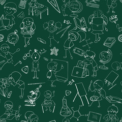 School kids doodle sketch seamless