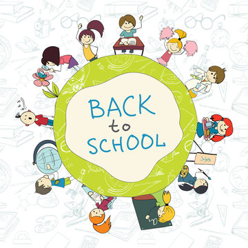 Kids school emblem sketch poster