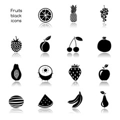 Fruits icons black