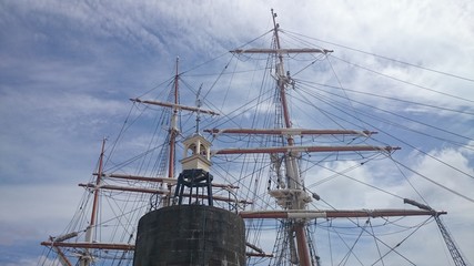 Ship masts against the sky