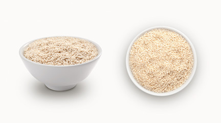 white sesame seeds on a white background