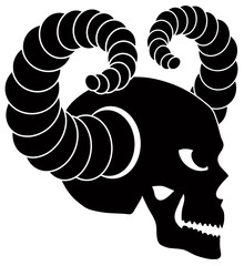 Skull with Horns Vector Illustration