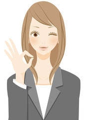 OKサインをするビジネスウーマン