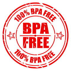 100 PERCENT BPA FREE red stamp text