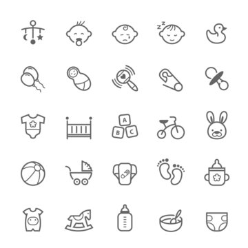 Set of Outline stroke Baby icon Vector illustration