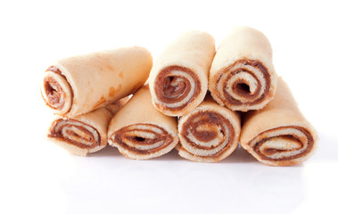 The heap of delicious rolled cakes
