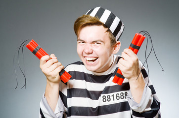 Funny prison inmate in concept