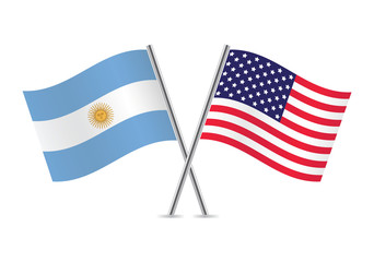 USA and Argentina Flags. Vector illustration.
