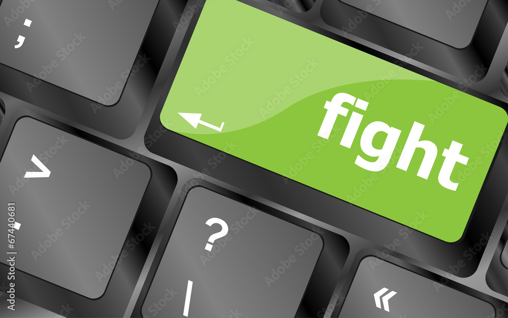 Poster fight button on computer pc keyboard key