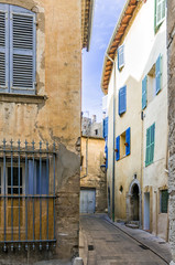 Fototapeta na wymiar View of a little street in the town of Brignoles in Provence, south of France