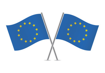 European union flags. Vector illustration.