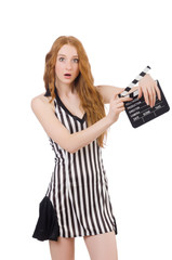 Woman referee with movie clapboard