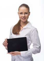 Businesswoman working with laptop at the office