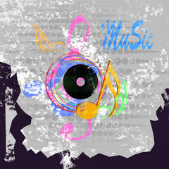grunge  music notes design for music background