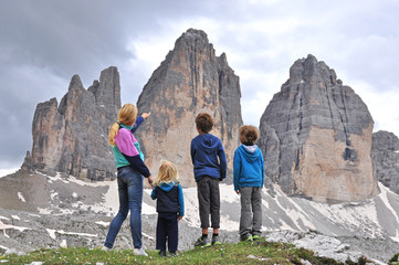 Family in mountains