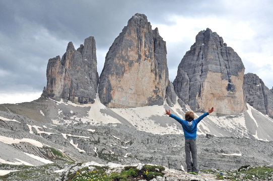 Boy at Three Peaks in Italy