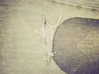 Retro look Old torn vintage denim jeans