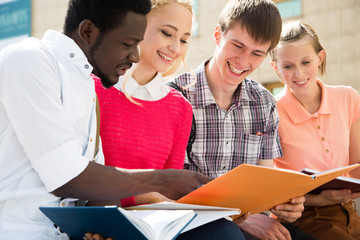 Fototapeta premium Group of university students studying