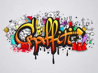Foto op Canvas Graffiti karakters compositie print © Macrovector